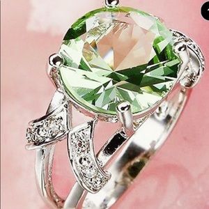 925 stamp ring , color green